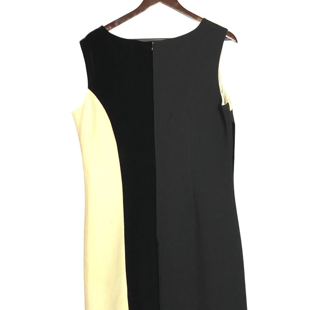 Teri Jon by Rickie Freeman Black Cream Wool Velvet Knee Length Sheath Dress 16 - Picture 6 of 8